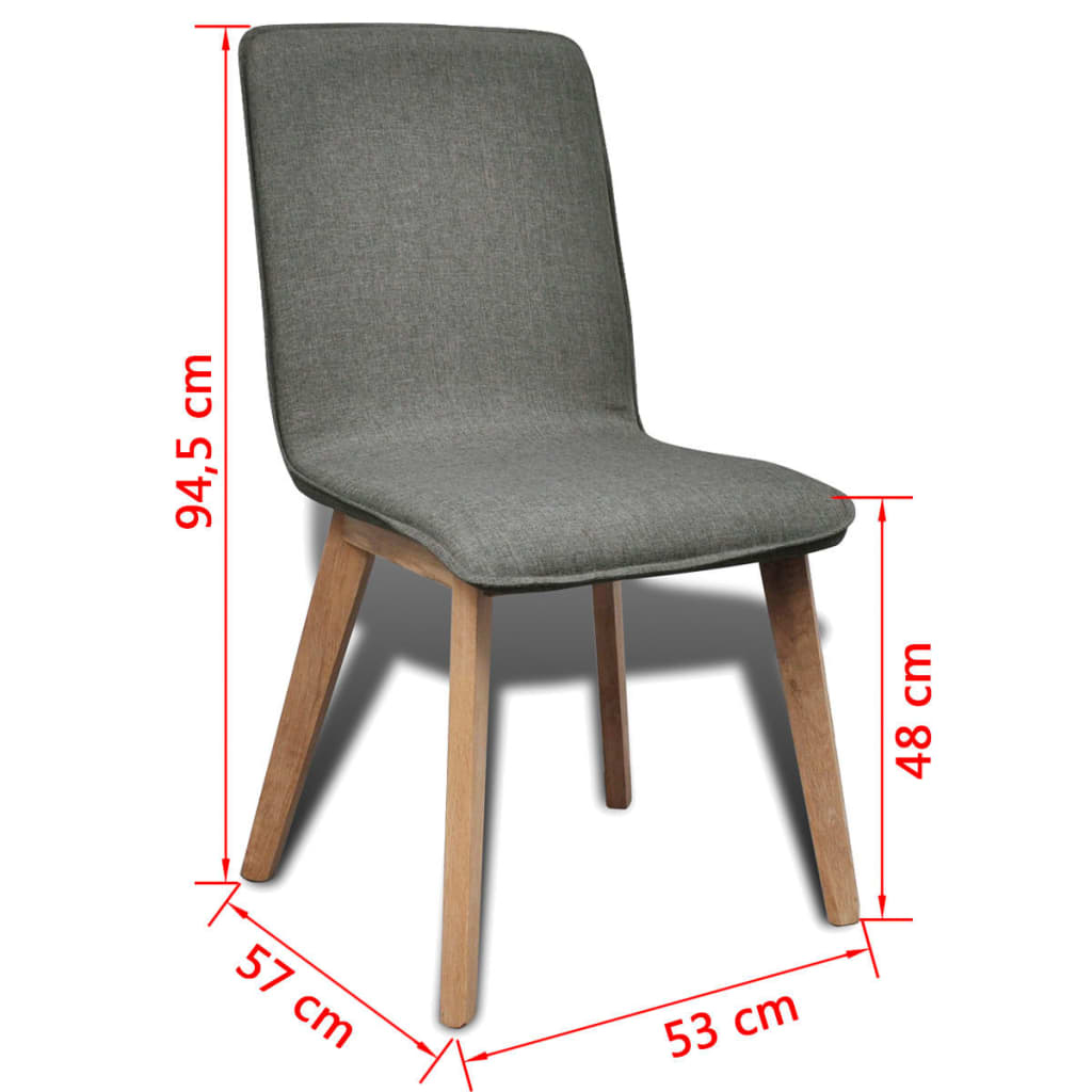 vidaXL Blagovaonske stolice od tkanine i hrastovine 2 kom svjetlosive