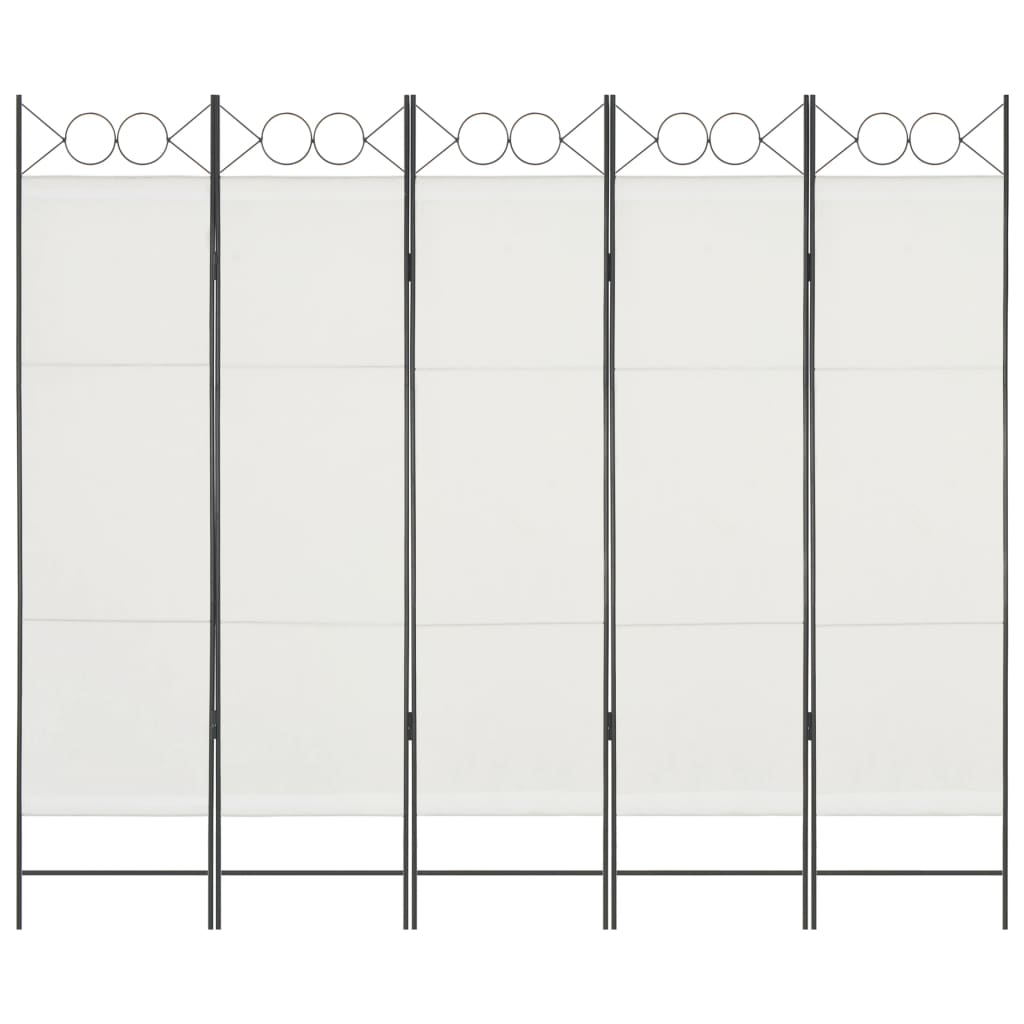 vidaXL Sobna pregrada s 5 panela bijela 200 x 180 cm