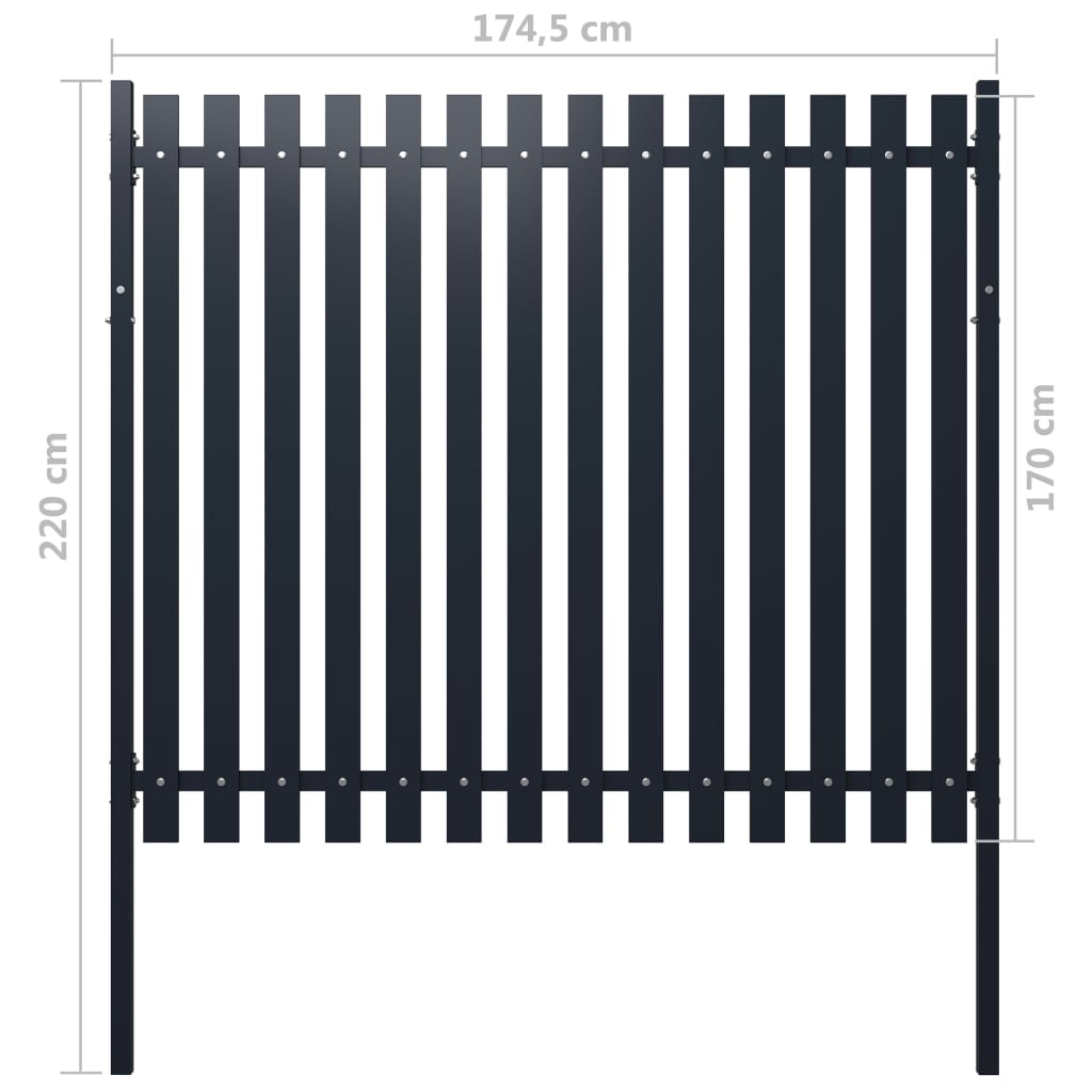 vidaXL Panel za ogradu antracit 174,5 x 170 cm čelik obložen prahom