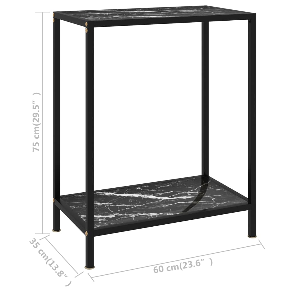 vidaXL Konzolni stol crni 60 x 35 x 75 cm od kaljenog stakla
