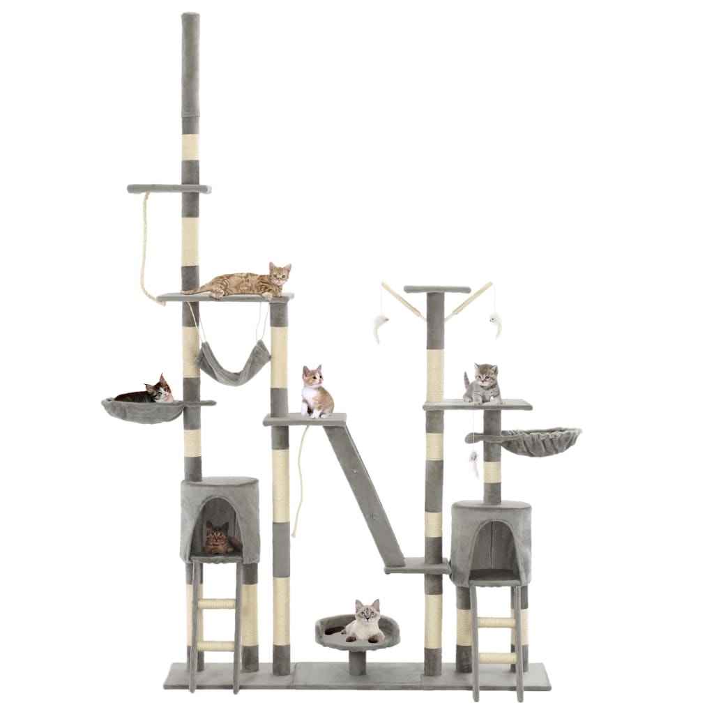 vidaXL Penjalica za mačke sa stupovima za grebanje od sisala 230 - 250 cm siva