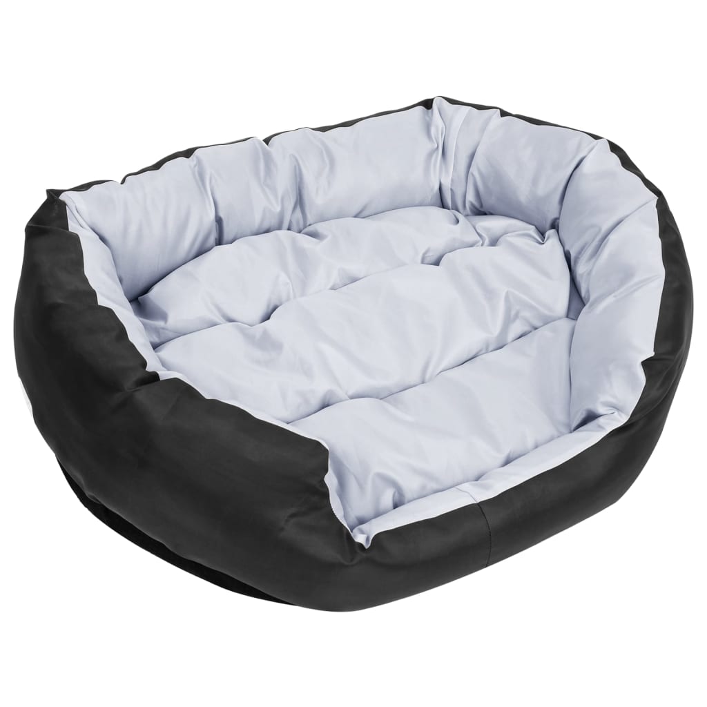 vidaXL Dvostrani perivi jastuk za pse sivo-crni 85 x 70 x 20 cm