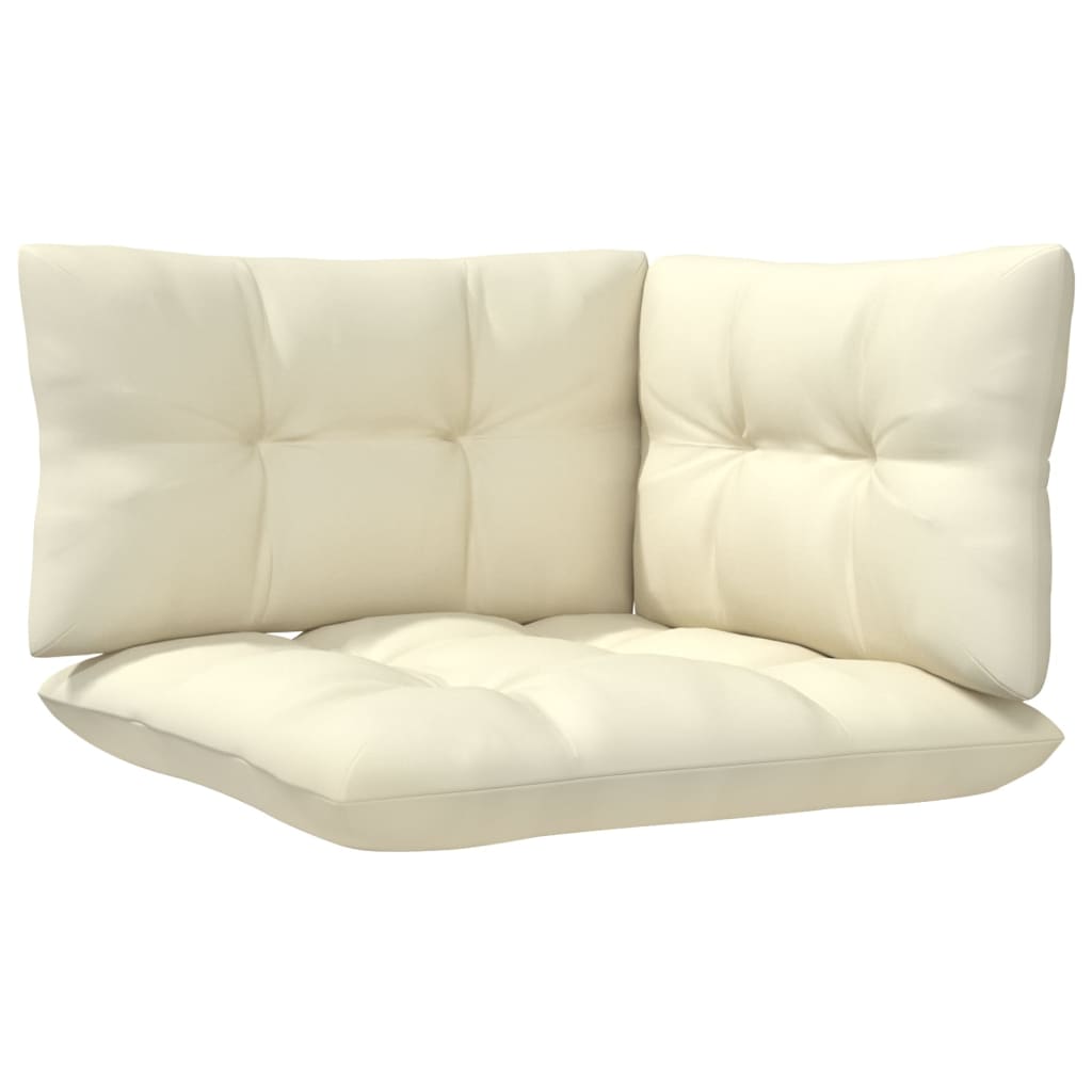 vidaXL Kutna vrtna sofa s krem jastucima od masivne borovine