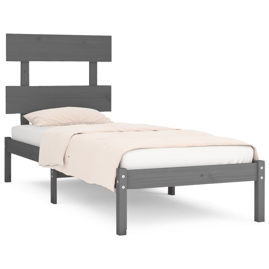 vidaXL Okvir za krevet od masivnog drva sivi 100 x 200 cm