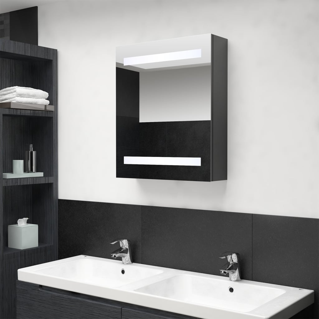 vidaXL LED kupaonski ormarić s ogledalom sivi 50 x 14 x 60 cm