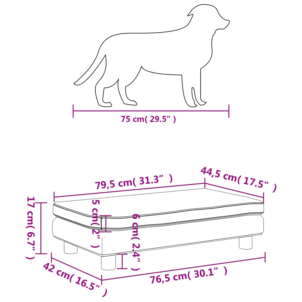 vidaXL Krevet za pse s produžetkom svjetlosivi 100x50x30 cm baršunasti