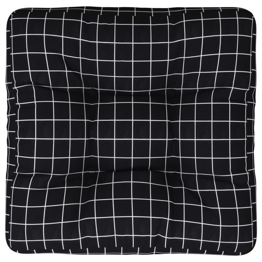 vidaXL Jastuk za palete crni karirani 50 x 50 x 12 cm od tkanine