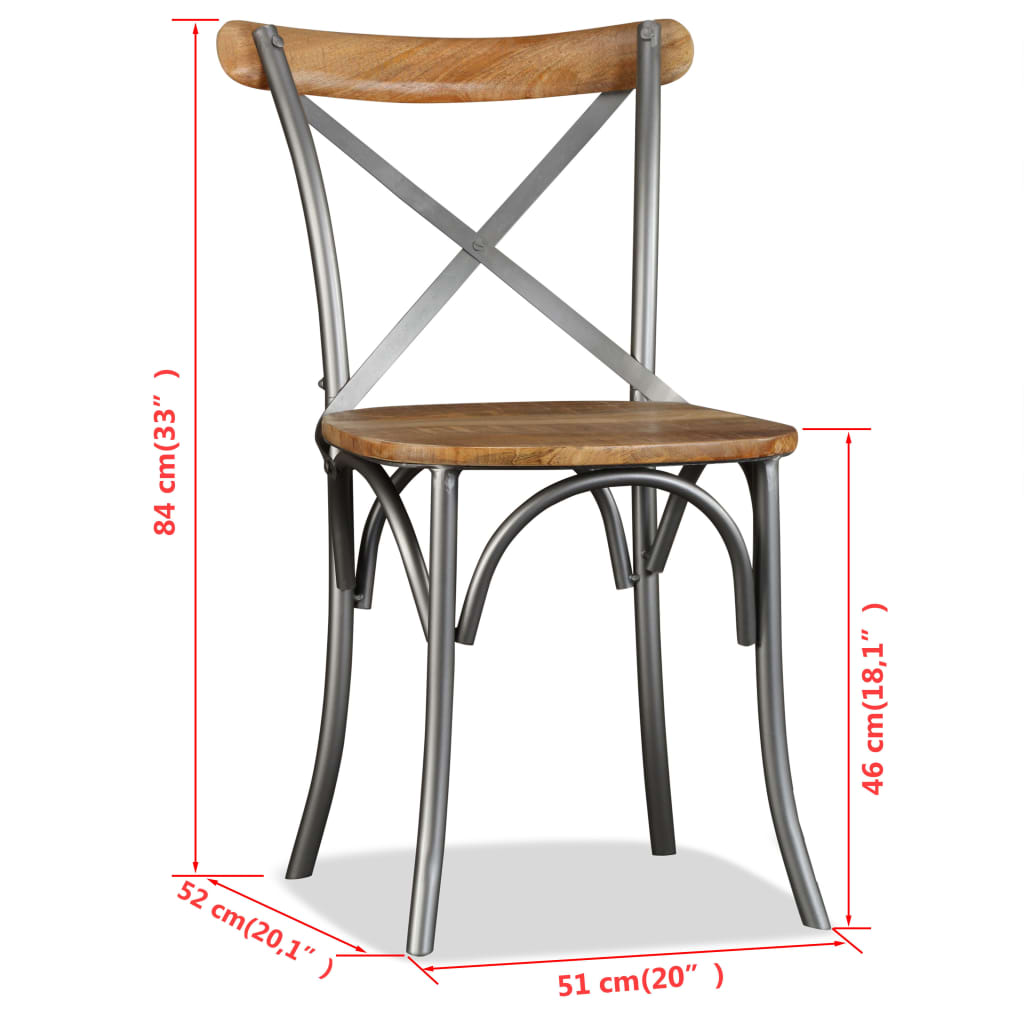 vidaXL Blagovaonske stolice 6 kom od masivnog drva manga i čelika