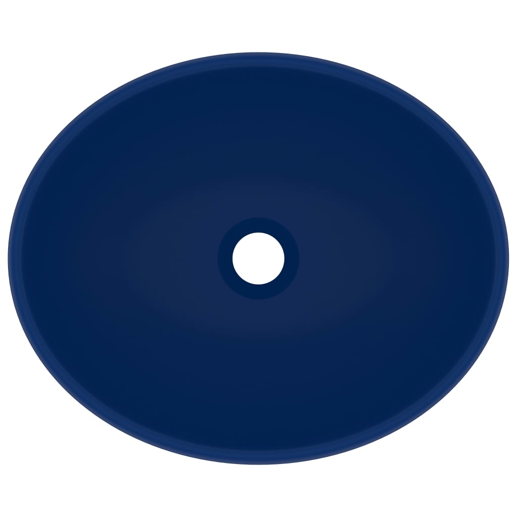 vidaXL Luksuzni ovalni umivaonik mat tamnoplavi 40 x 33 cm keramički