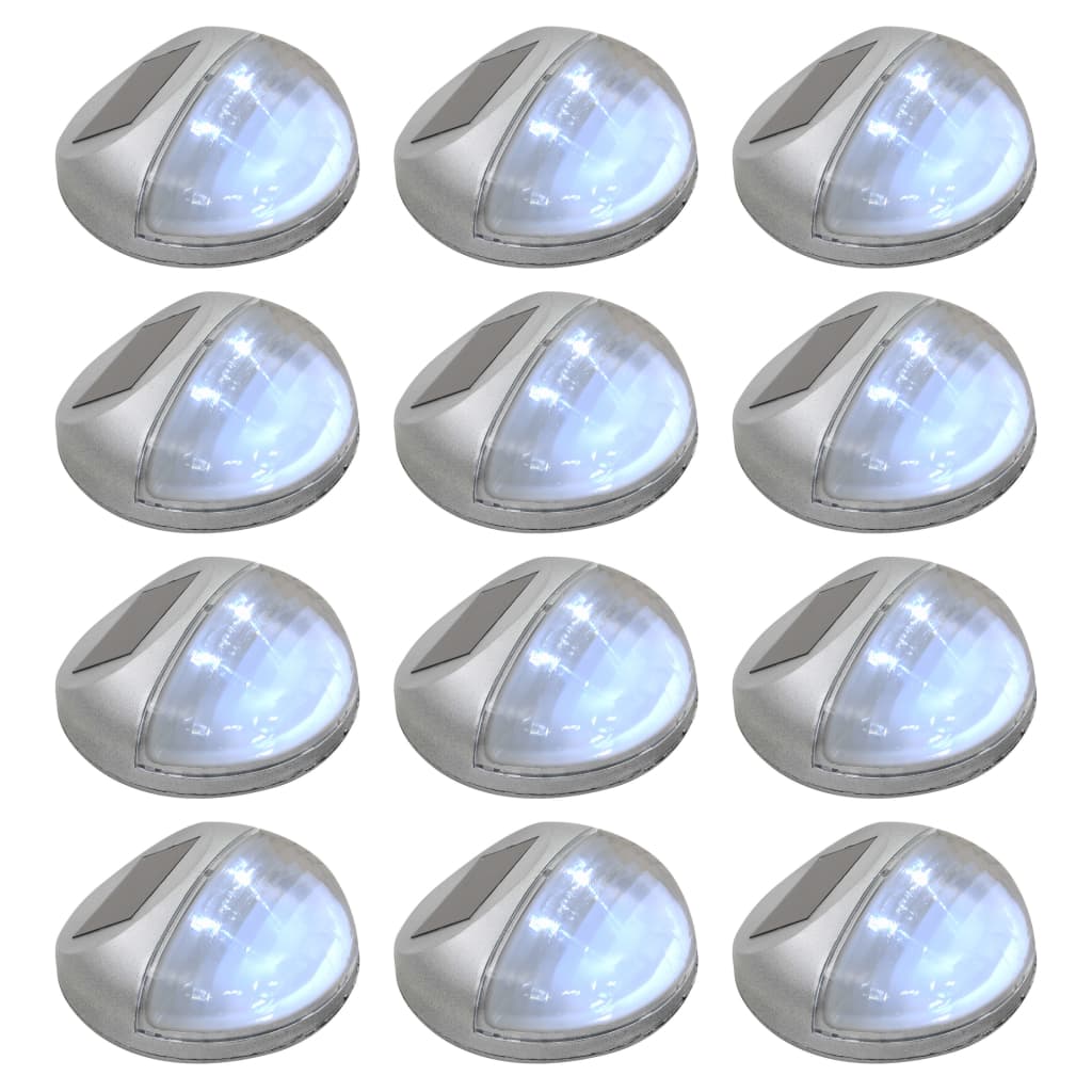 vidaXL Vrtne solarne zidne svjetiljke LED 12 kom okrugle srebrne