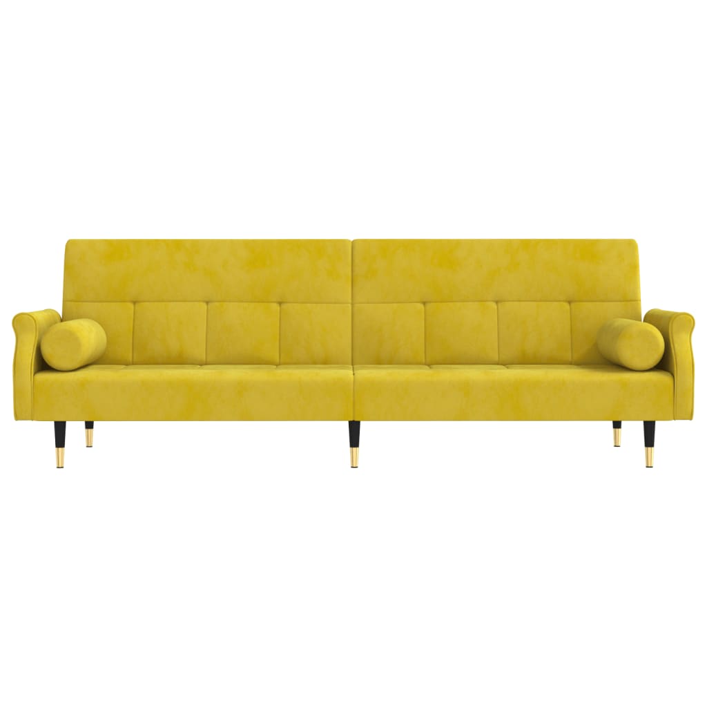 vidaXL Kauč na razvlačenje s jastucima žuti baršunasti