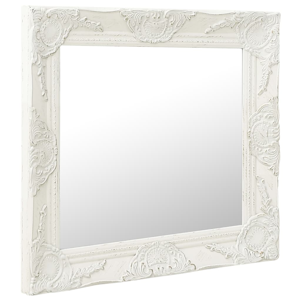 vidaXL Zidno ogledalo u baroknom stilu 50 x 50 cm bijelo