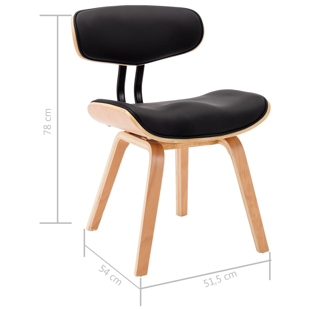 vidaXL Blagovaonske stolice 2 kom savijeno drvo i umjetna koža crne
