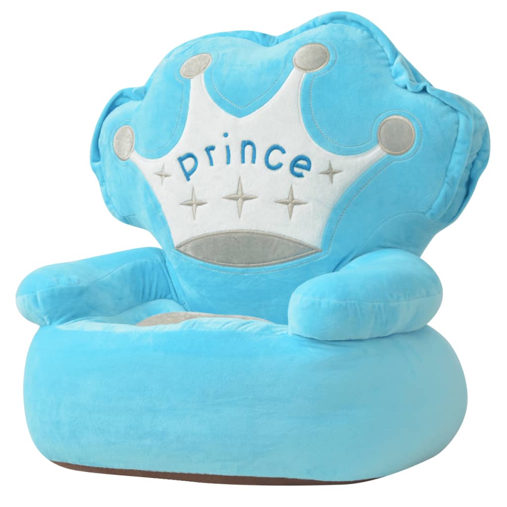 vidaXL Plišana dječja fotelja s natpisom Prince plava