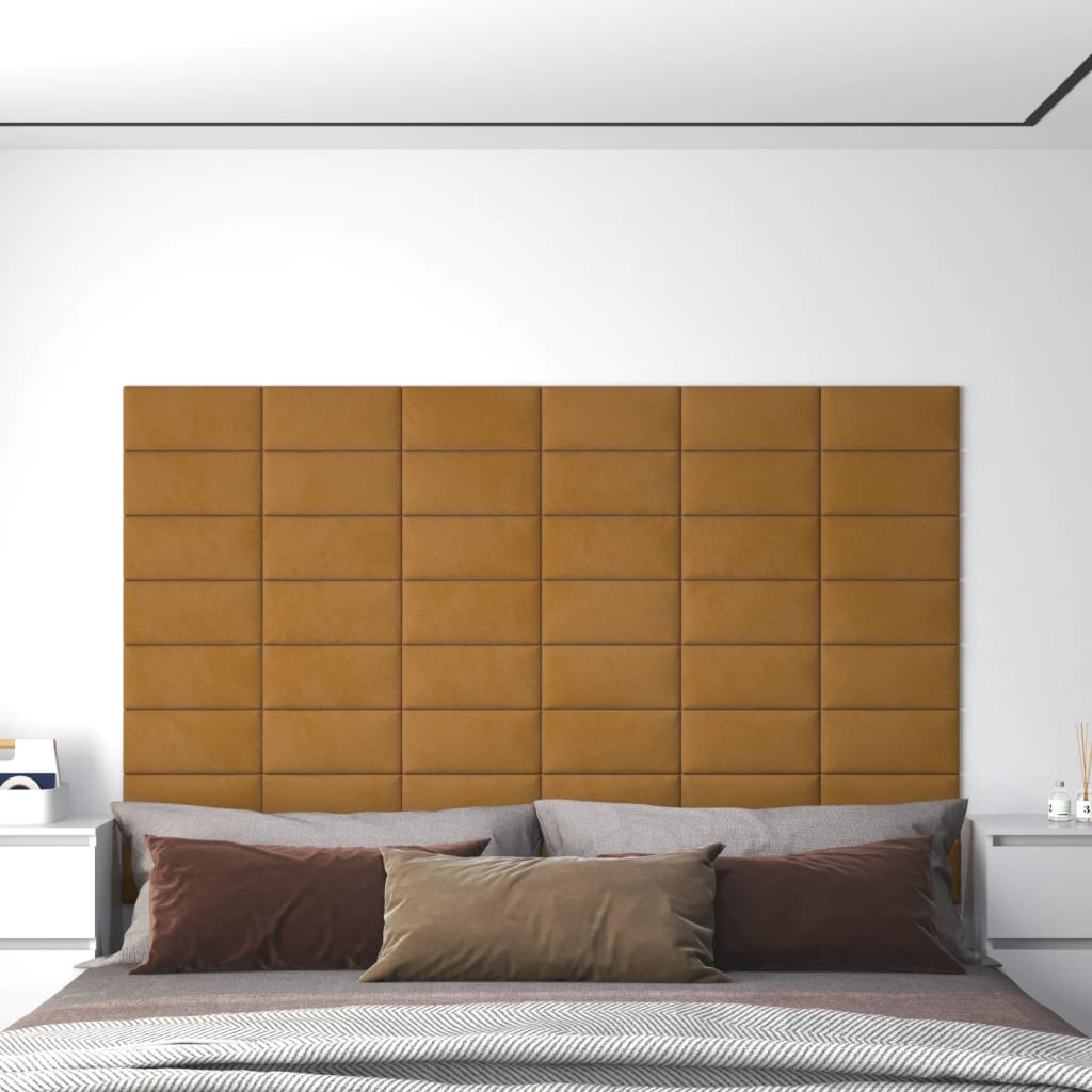 vidaXL Zidne ploče baršunaste 12 kom smeđe 30 x 15 cm 0,54 m²