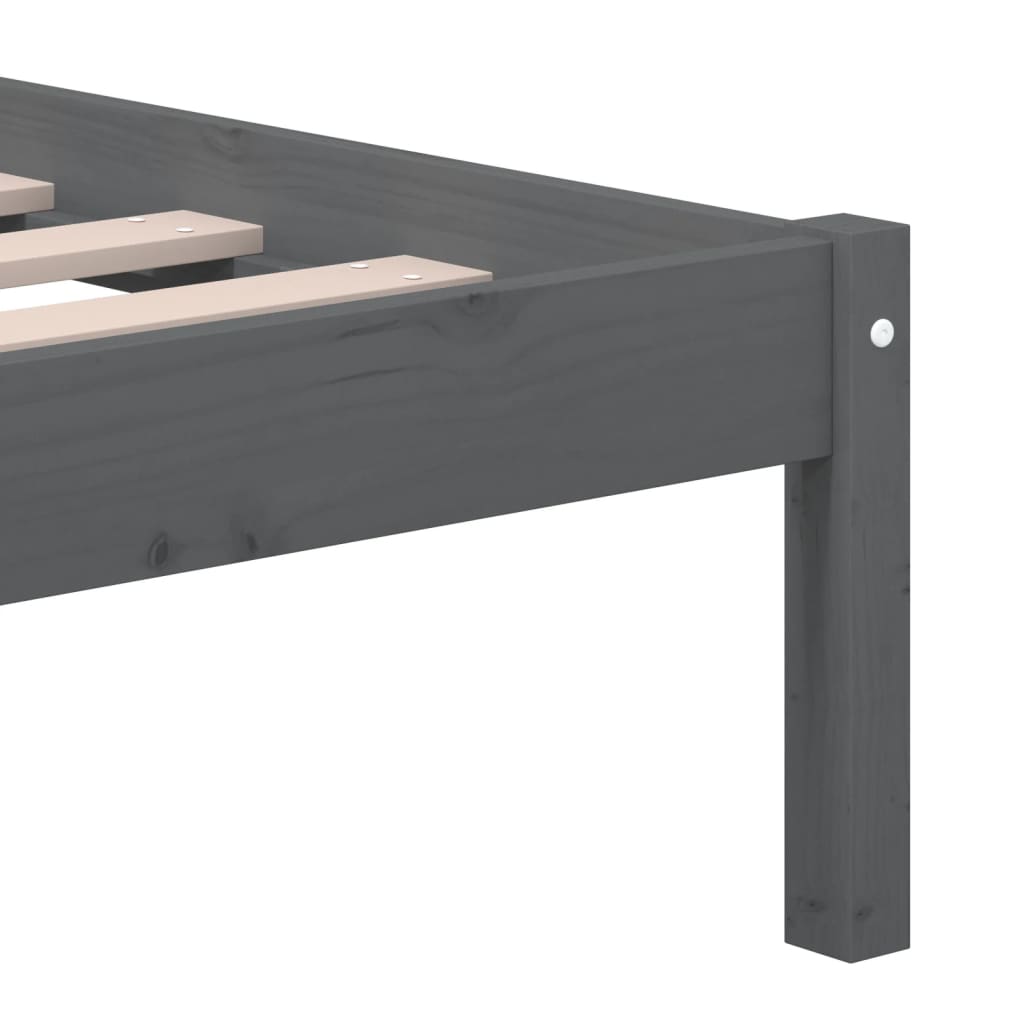 vidaXL Okvir za krevet od masivnog drva sivi 150 x 200 cm bračni