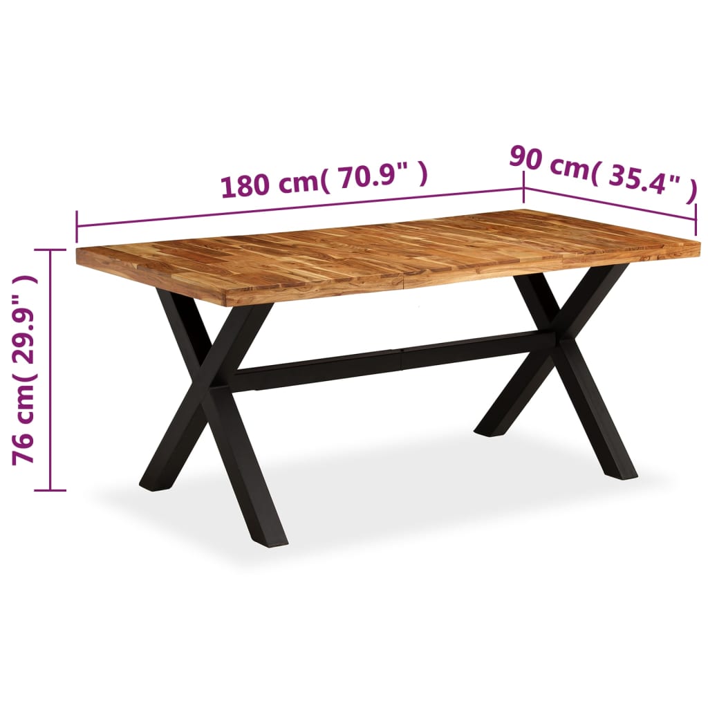 vidaXL Blagovaonski stol od masivnog drva bagrema i manga 180 x 90 x 76 cm