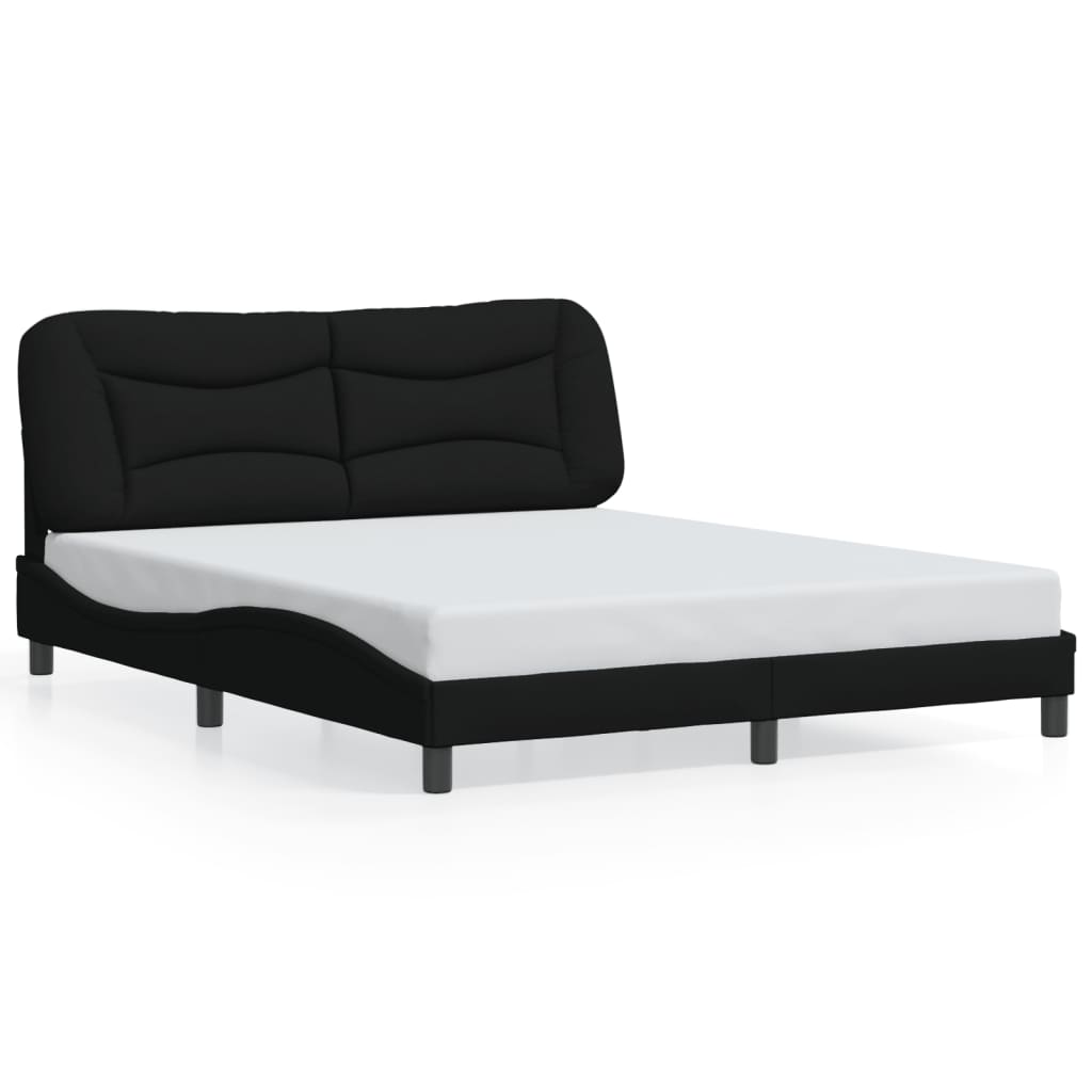 vidaXL Okvir za krevet s uzglavljem crni 160 x 200 cm od tkanine