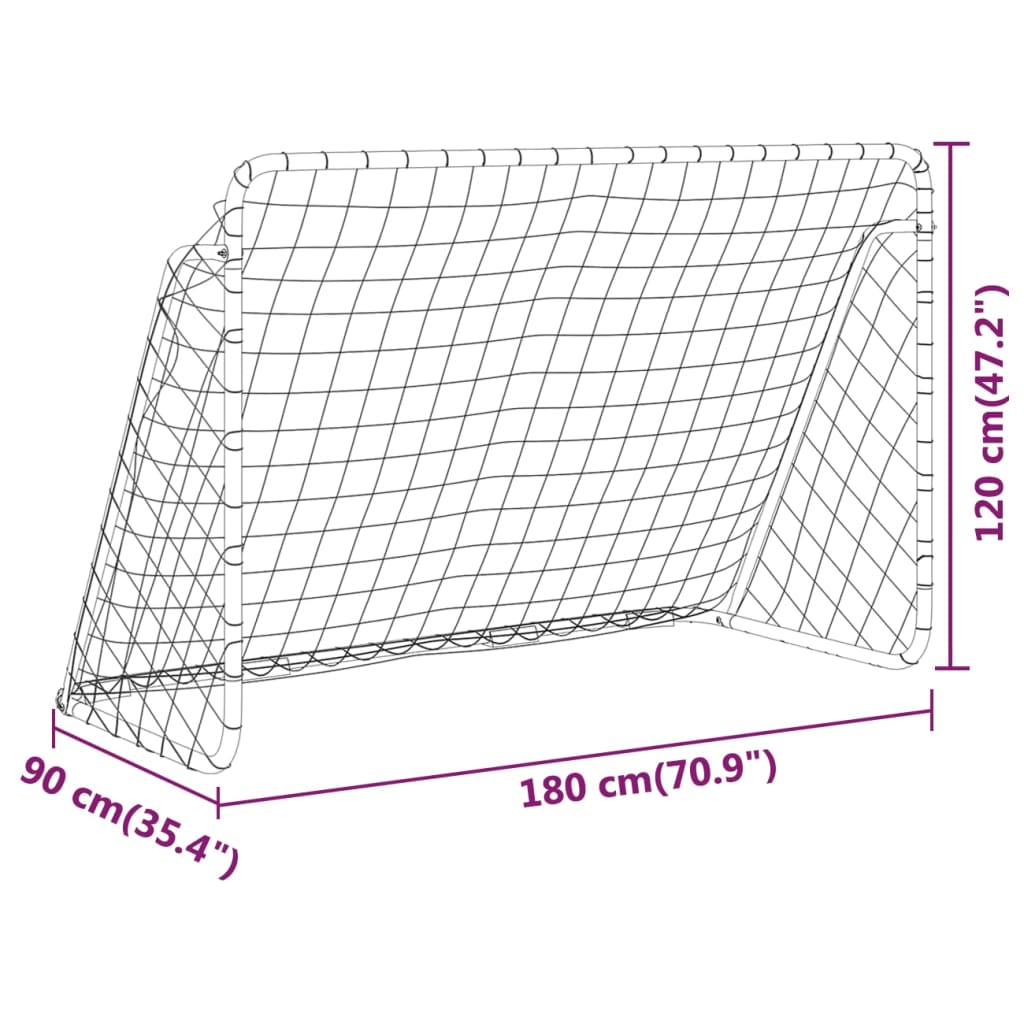 vidaXL Nogometni gol s mrežom bijeli 180 x 90 x 120 cm čelčni