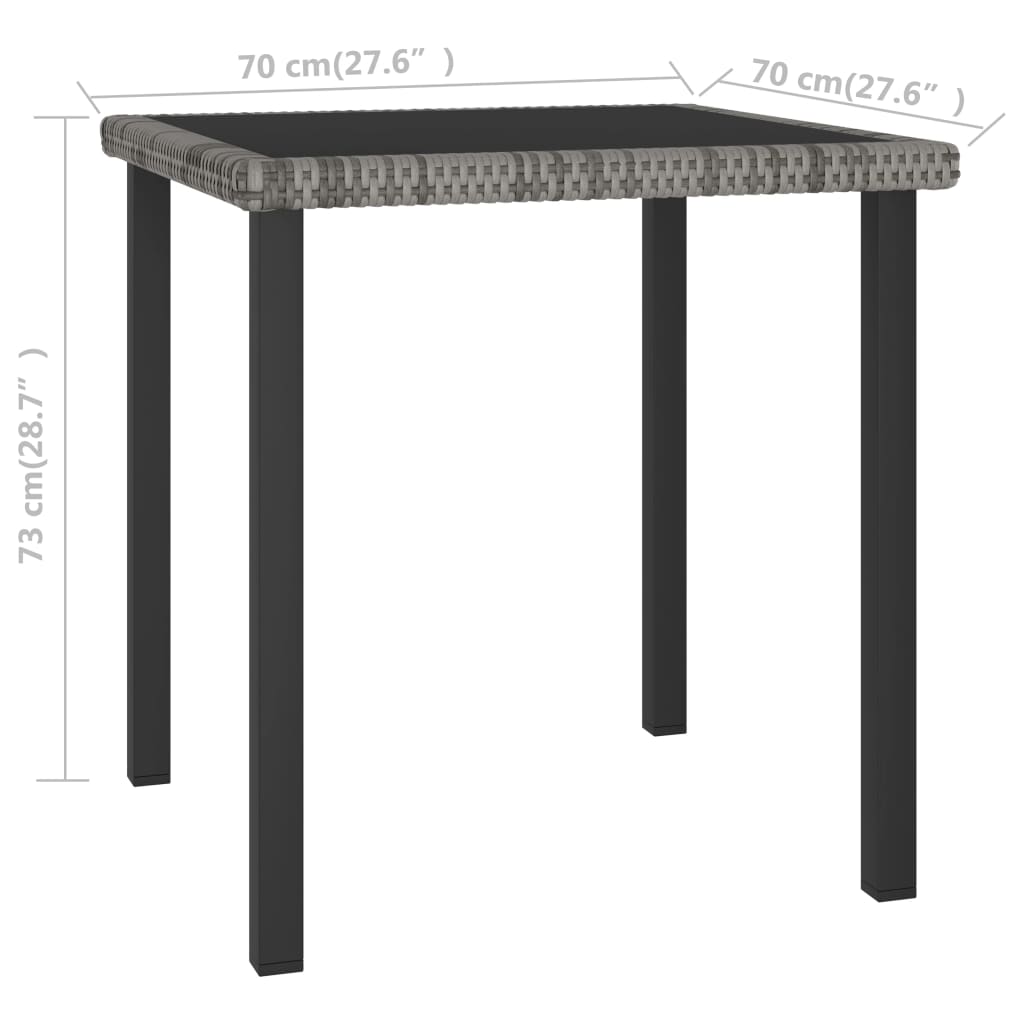 vidaXL Vrtni blagovaonski stol sivi 70 x 70 x 73 cm od poliratana