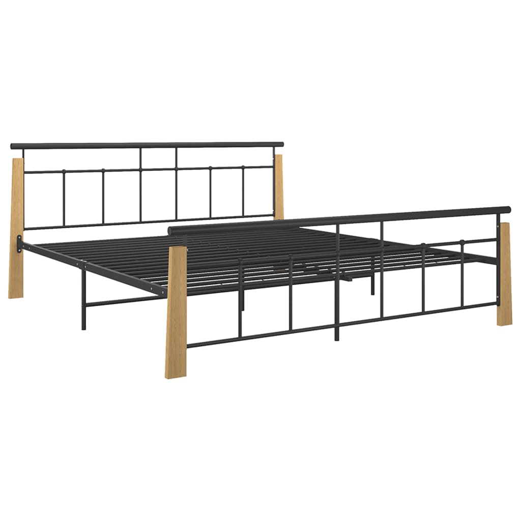 vidaXL Okvir za krevet od metala i masivne hrastovine 180 x 200 cm
