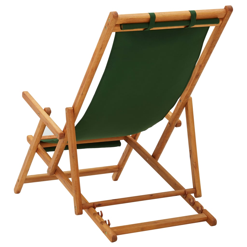 vidaXL Sklopiva stolica za plažu od drva eukaliptusa i tkanine zelena