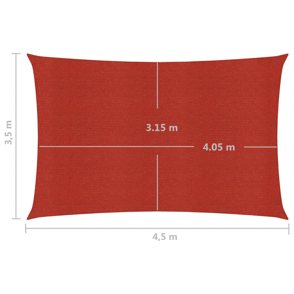 vidaXL Jedro za zaštitu od sunca 160 g/m² crveno 3,5 x 4,5 m HDPE