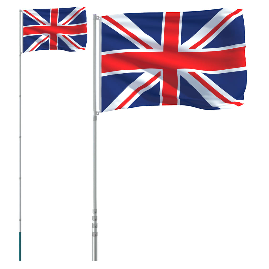 vidaXL Zastava Ujedinjenog Kraljevstva i jarbol 5,5 m aluminijski