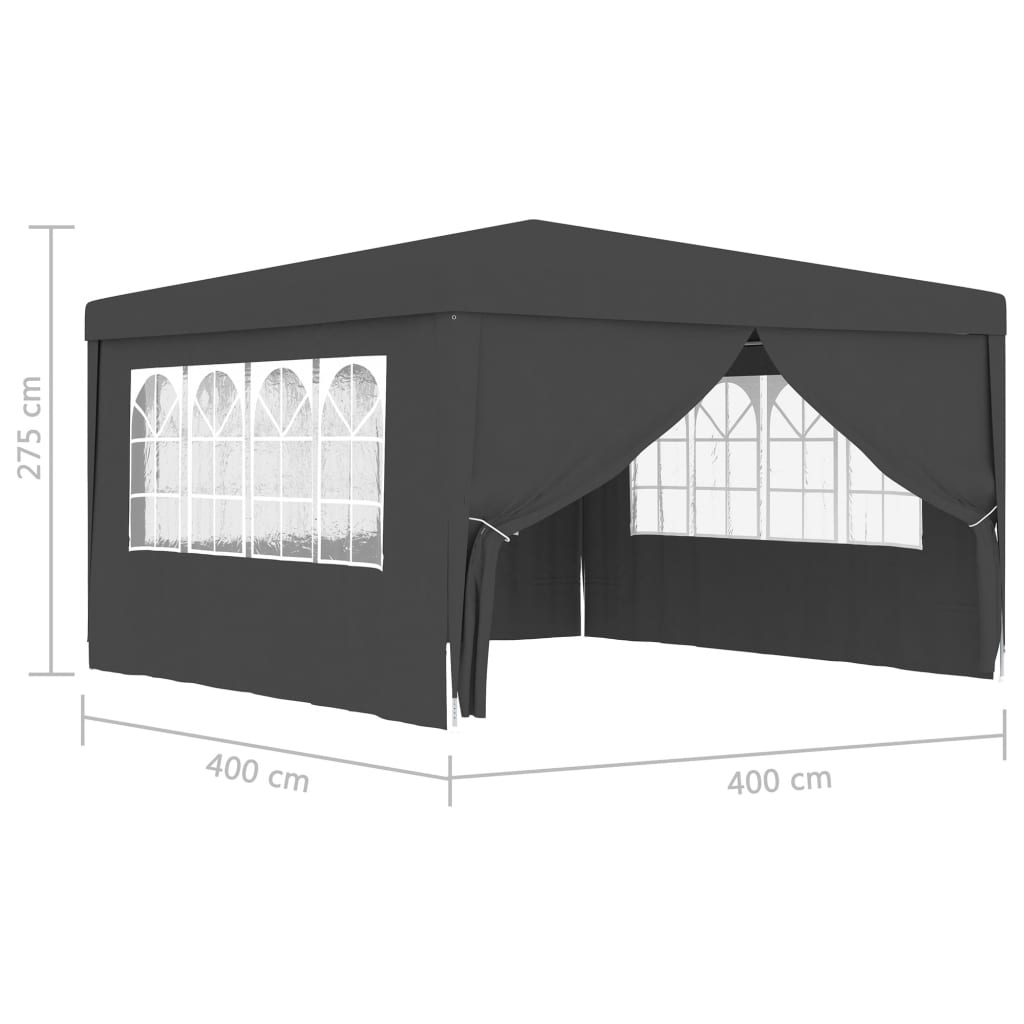 vidaXL Profesionalni šator za zabave 4 x 4 m antracit 90 g/m²