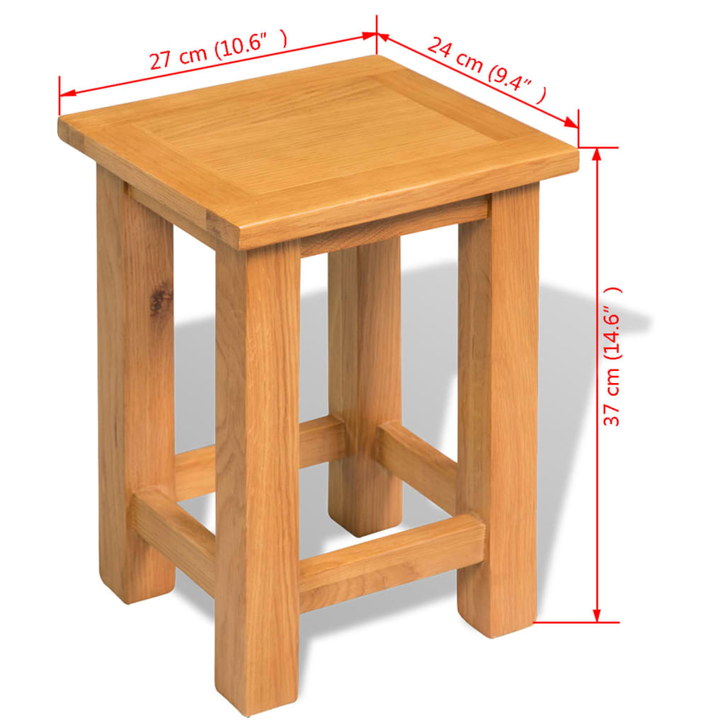 vidaXL Bočni stol od masivne hrastovine 27 x 24 x 37 cm