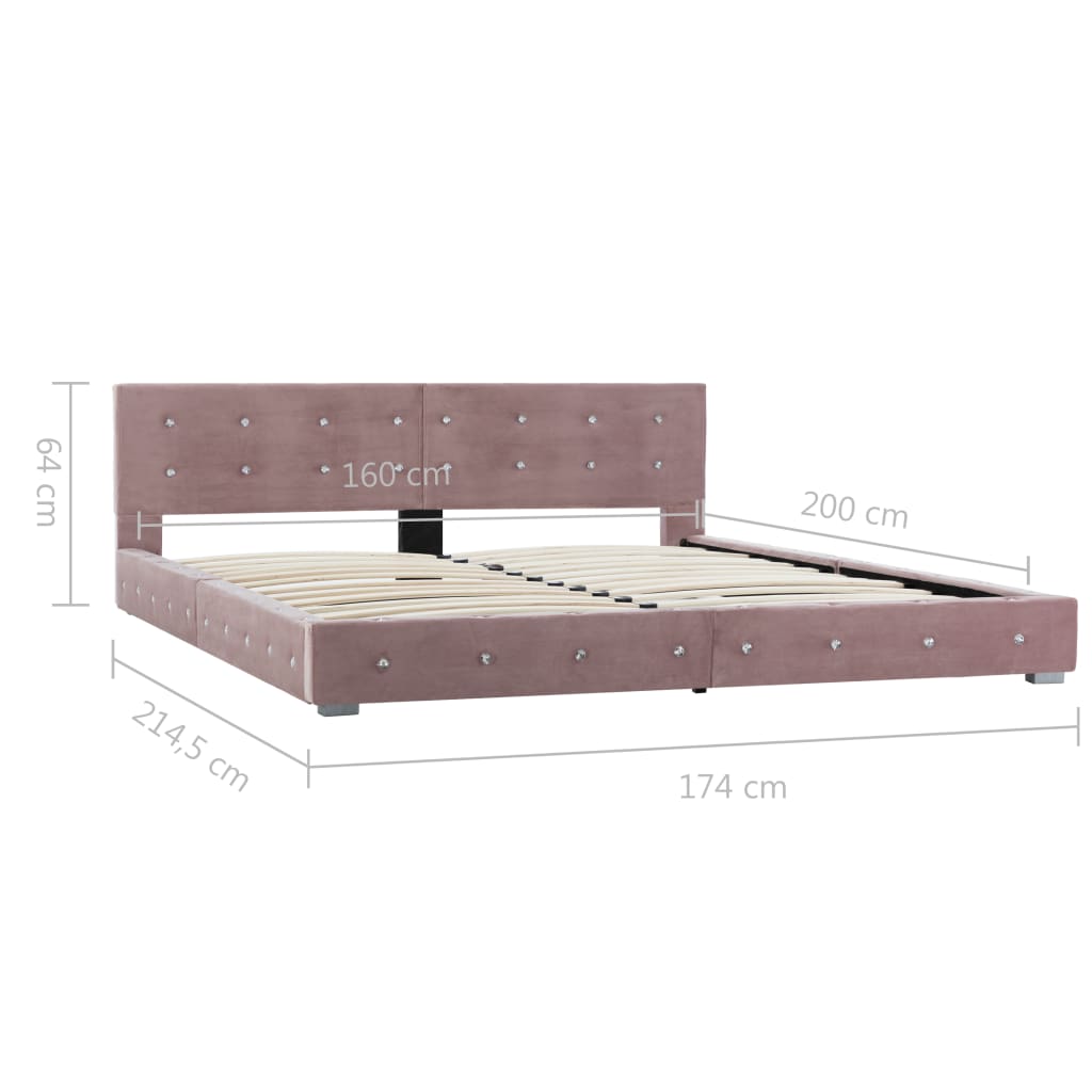 vidaXL Krevet s memorijskim madracem ružičasti baršunasti 160 x 200 cm