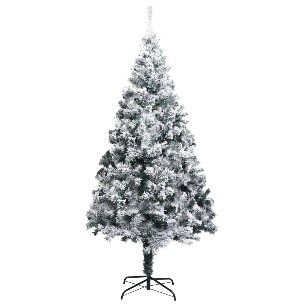 vidaXL Umjetno osvijetljeno božićno drvce s kuglicama zeleno 180cm PVC