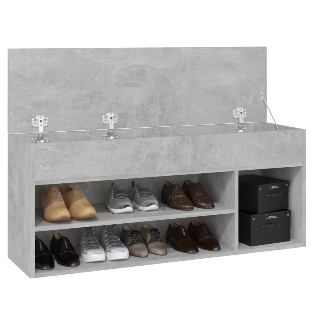 vidaXL Klupa za cipele siva boja betona 105 x 30 x 45 cm od iverice