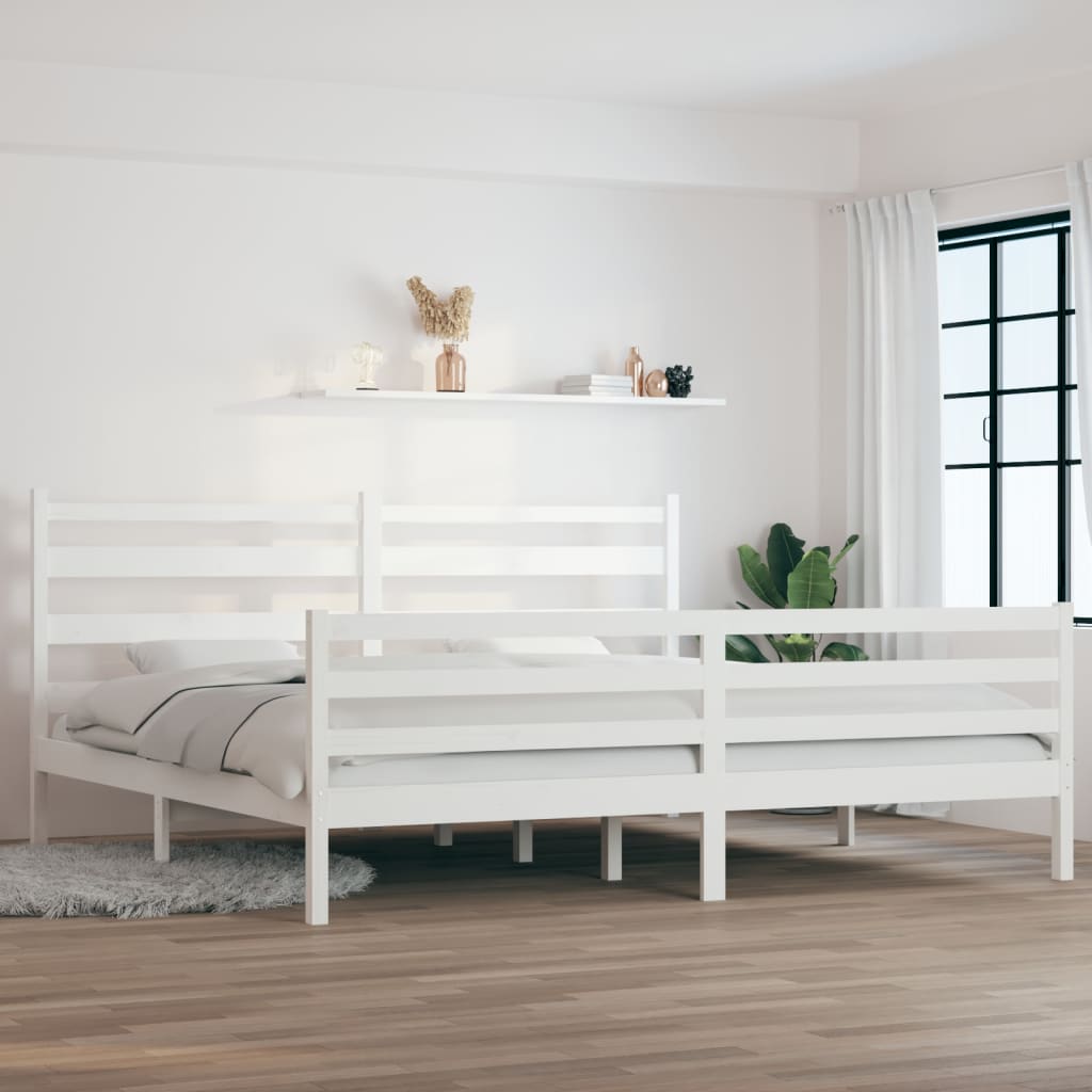 vidaXL Okvir za krevet od masivne borovine 200 x 200 cm bijeli