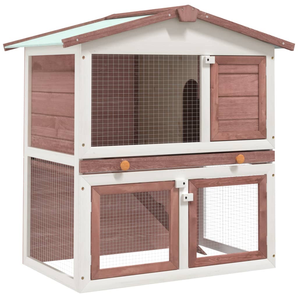 vidaXL Vanjska kućica za zečeve s 3 vrata smeđa drvena