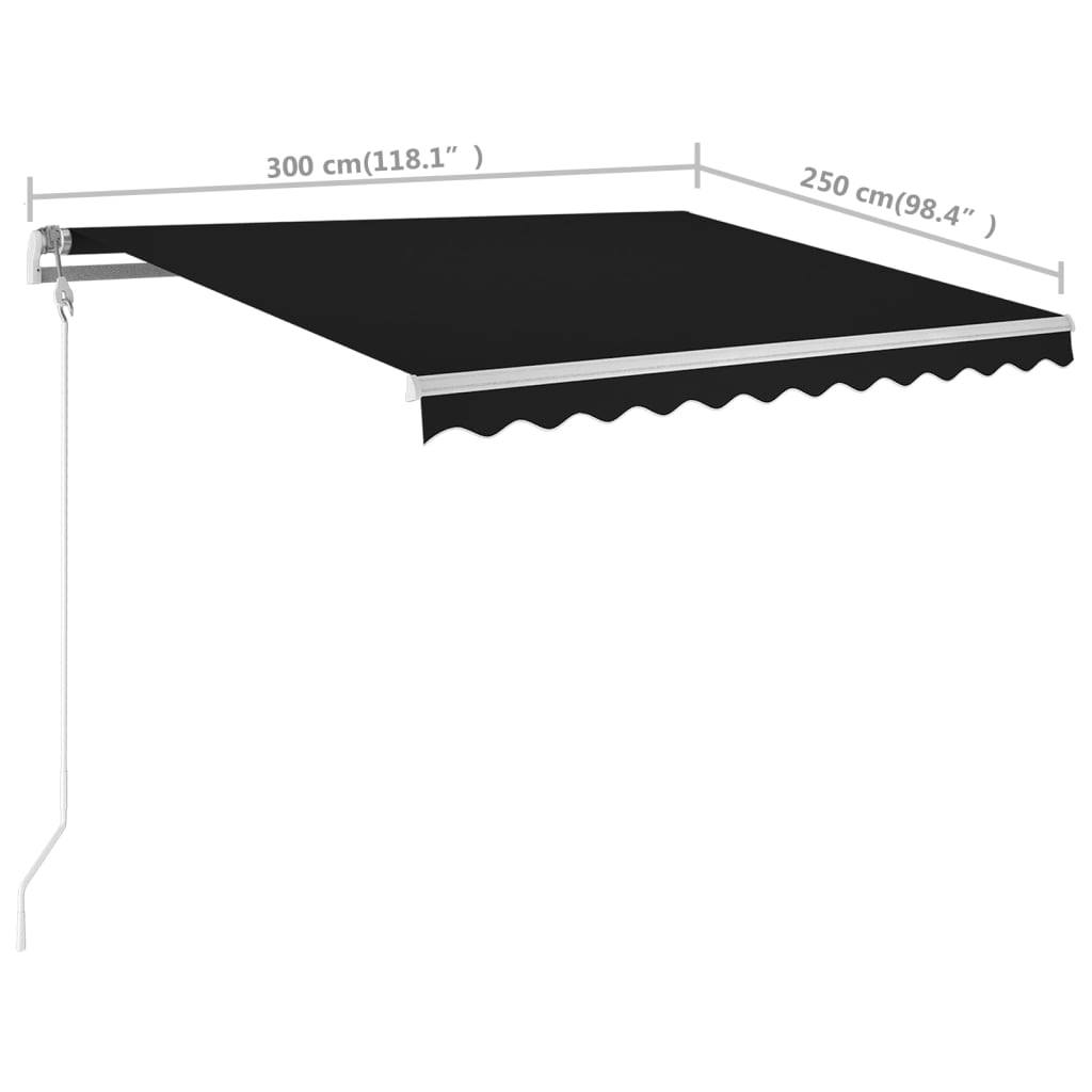 vidaXL Tenda na ručno uvlačenje sa stupovima 3 x 2,5 m antracit