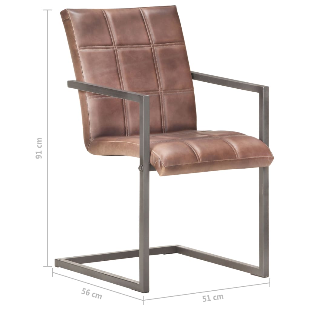 vidaXL Konzolne blagovaonske stolice od prave kože 2 kom grube smeđe