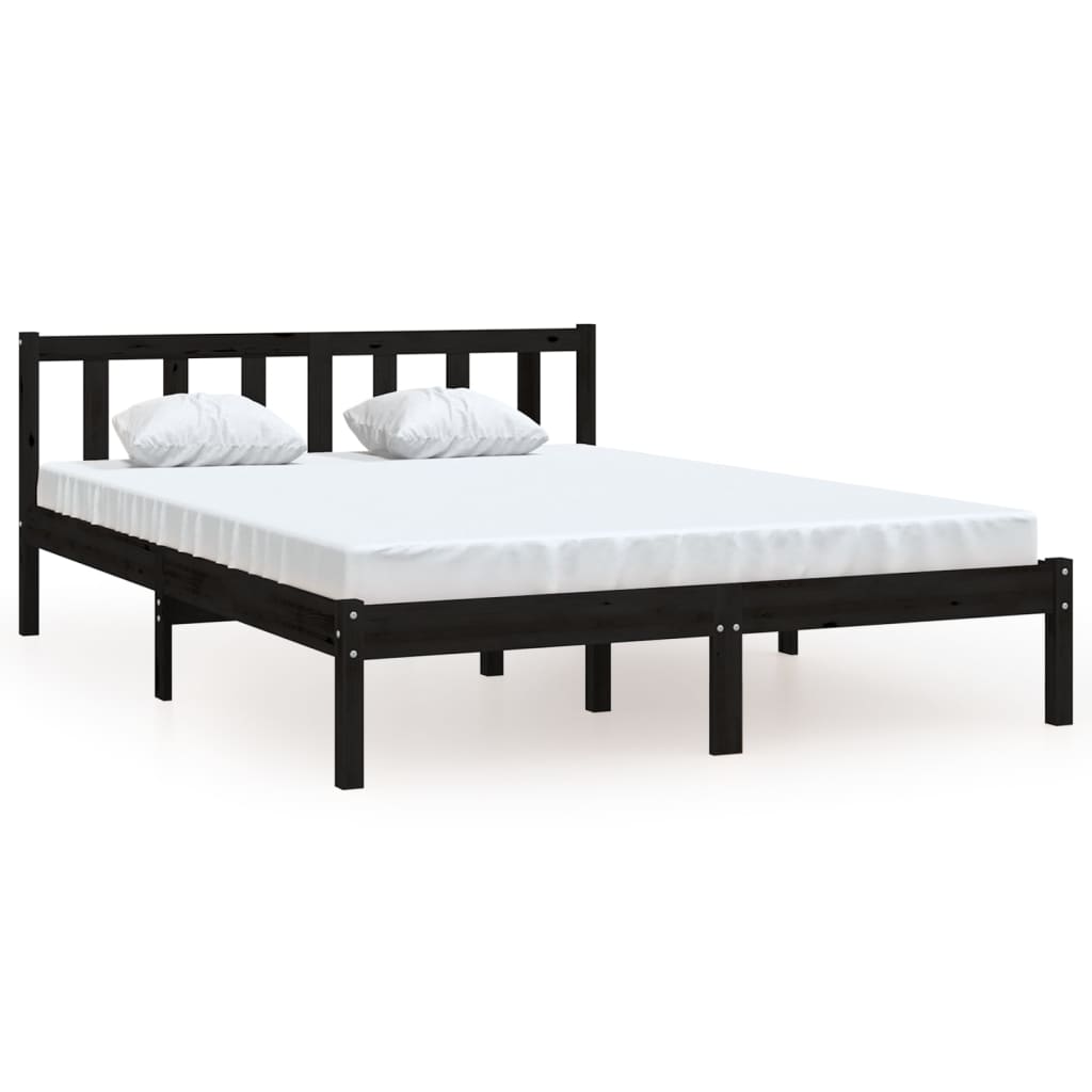 vidaXL Okvir za krevet crni od masivne borovine 140 x 190 cm