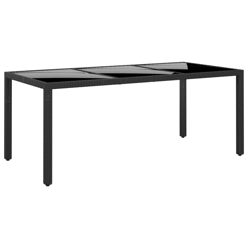vidaXL Vrtni stol 190x90x75 cm od kaljenog stakla i poliratana crni