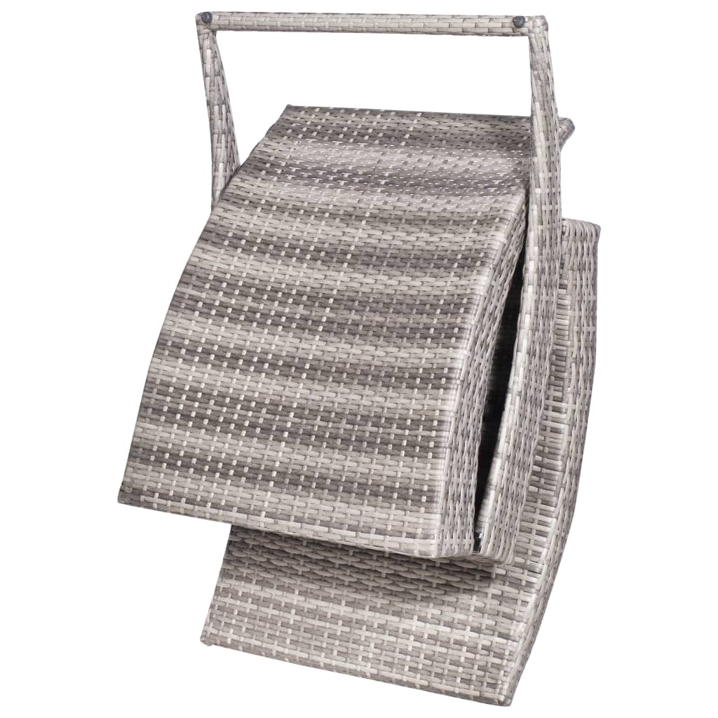 vidaXL Sklopiva ležaljka za sunčanje s jastukom od poliratana siva
