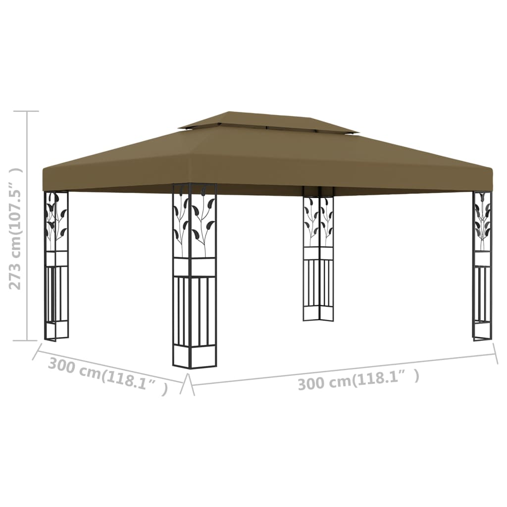 vidaXL Sjenica s dvostrukim krovom 3 x 4 m smeđe-siva 180 g/m²
