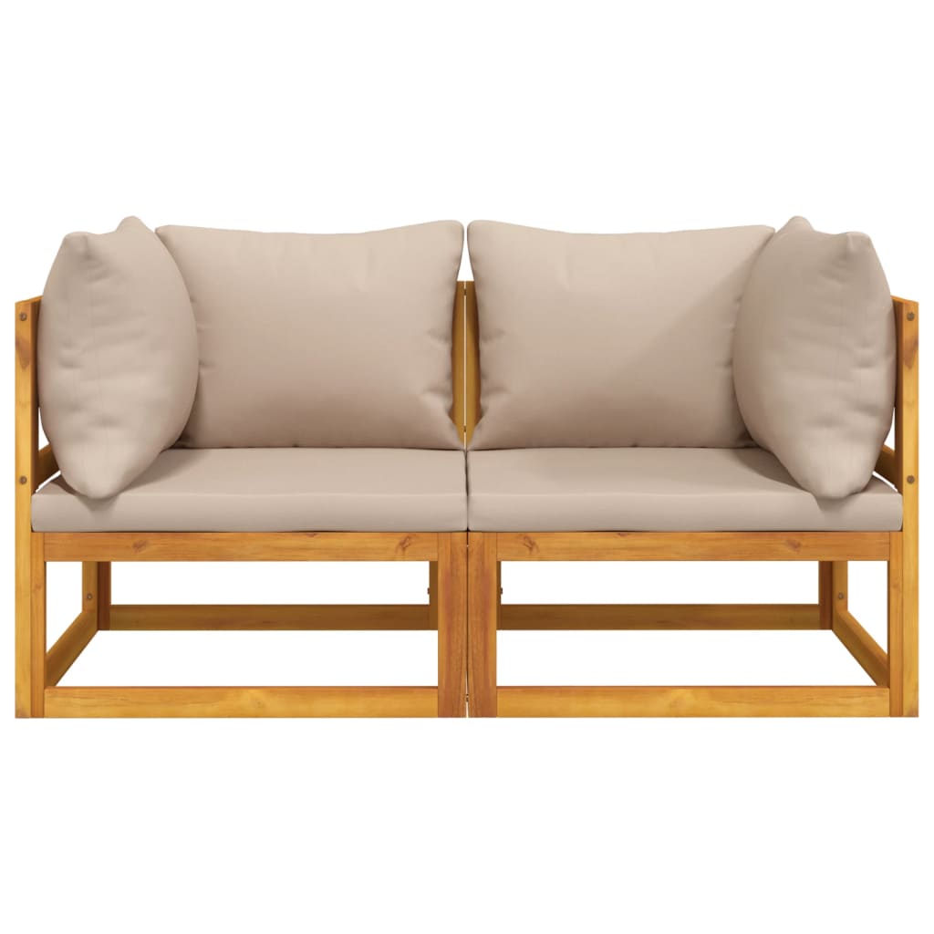 vidaXL Modularne kutne sofe sa smeđim jastucima 2 kom od drva bagrema
