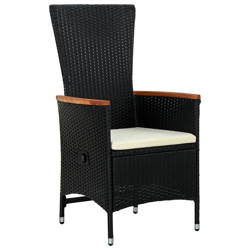 vidaXL Vrtne stolice s jastucima 2 kom od poliratana crne