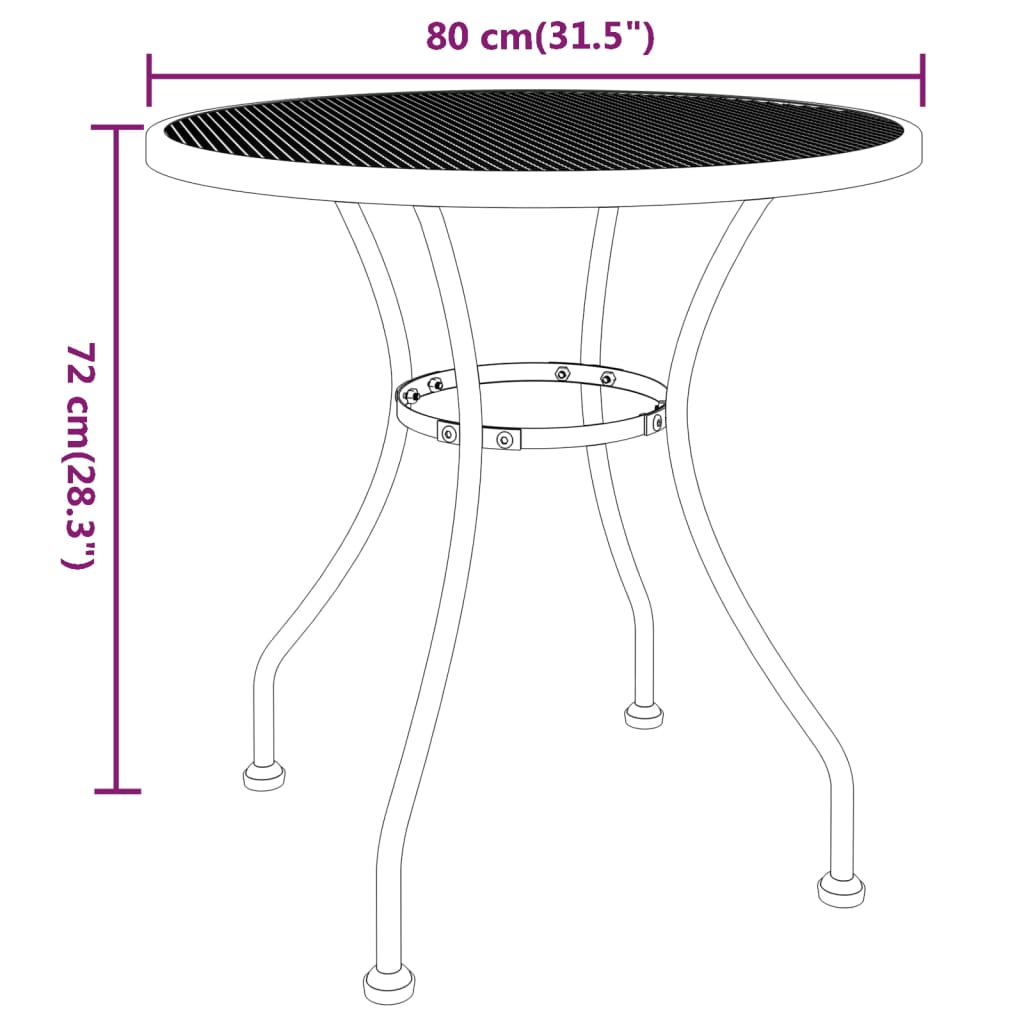 vidaXL Vrtni stol od ekspandirane metalne mreže Ø 80 x 72 cm antracit