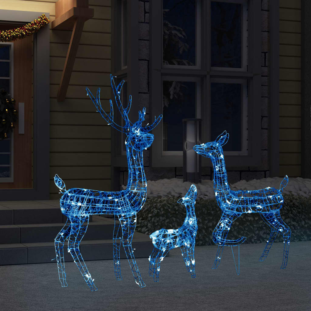 vidaXL Akrilna ukrasna božićna obitelj sobova 300 LED plava