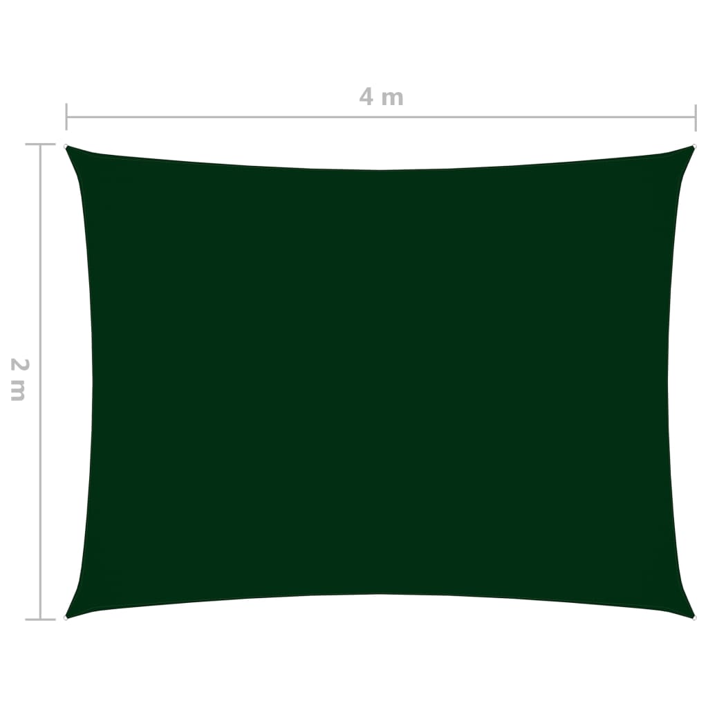 vidaXL Jedro protiv sunca od tkanine pravokutno 2 x 4 m tamnozeleno