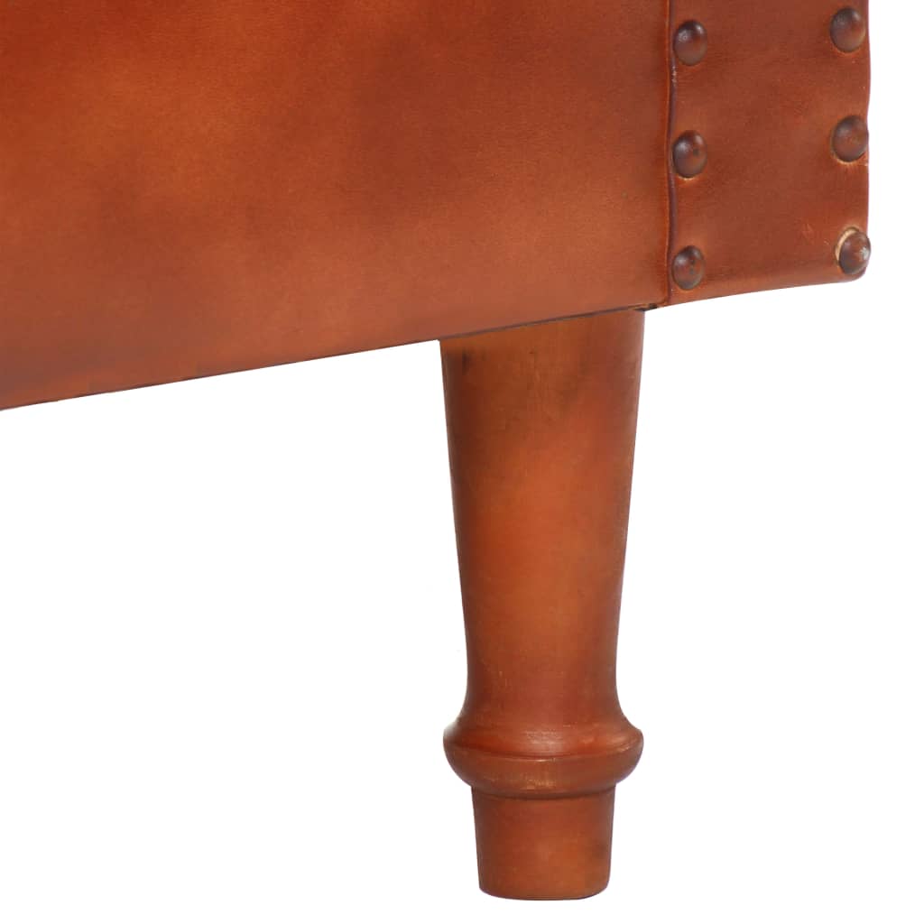 vidaXL Zaobljena fotelja od prave kozje kože smeđa