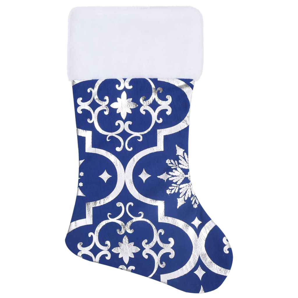 vidaXL Luksuzna podloga za božićno drvce s čarapom plava 90 cm tkanina