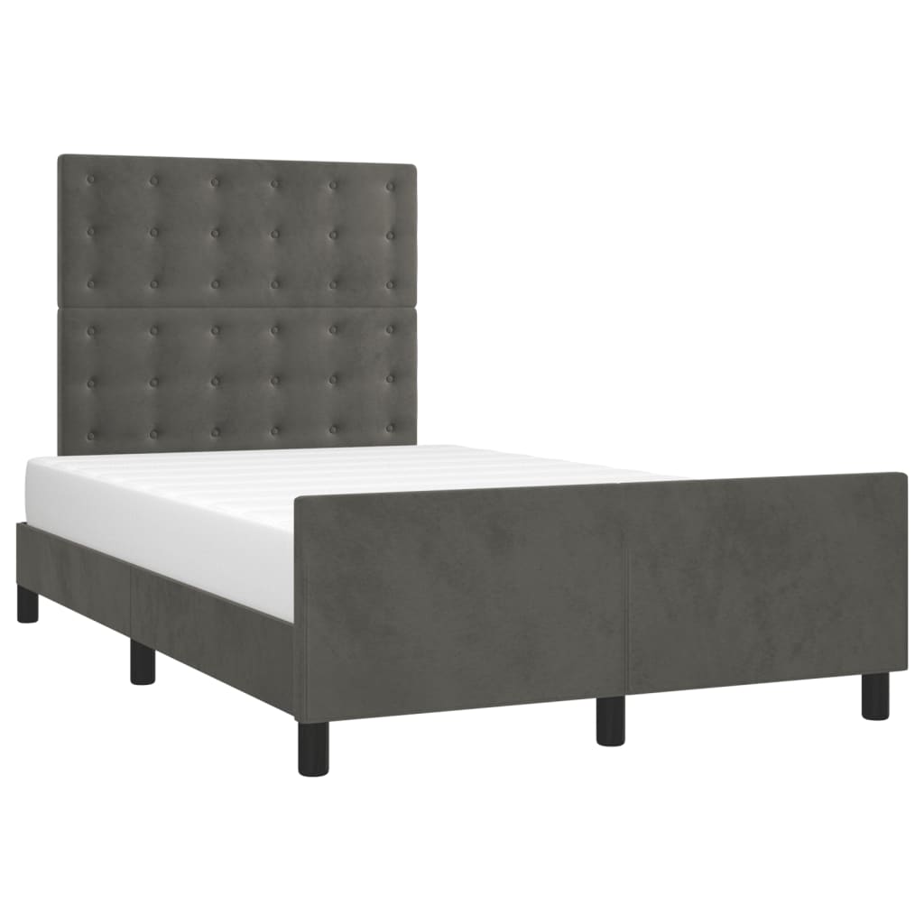 vidaXL Okvir za krevet s uzglavljem tamnosivi 120x190 cm baršunasti