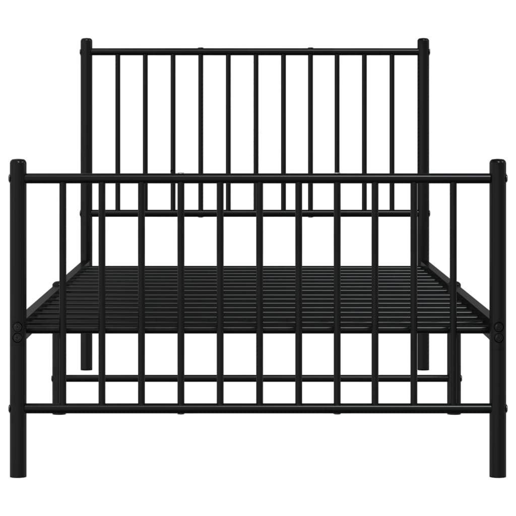 vidaXL Metalni okvir kreveta uzglavlje i podnožje crni 90x190 cm